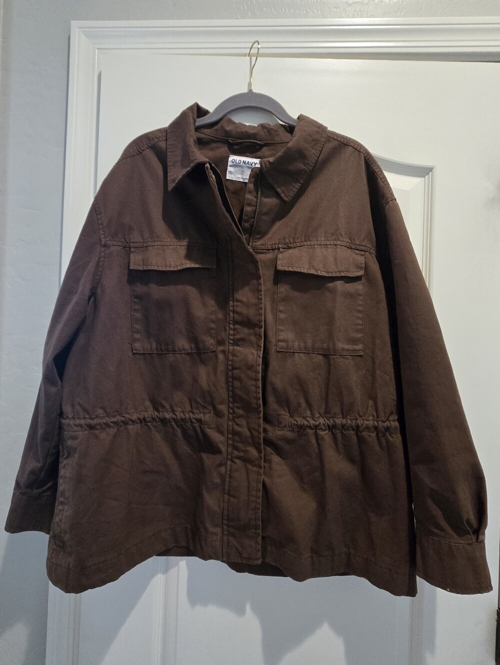 Old Navy Brown Women's Utility Jacket with Front Pockets, Size L